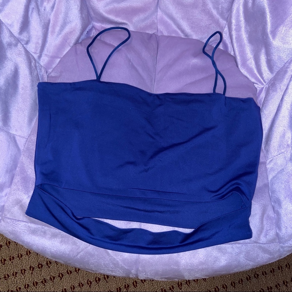 Royal blue crop top with cut out